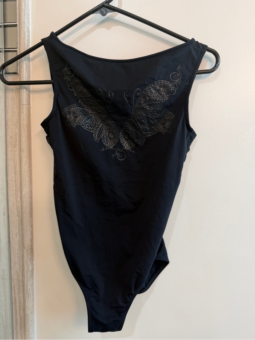 Nikolay Black Embroidered Butterfly Leotard